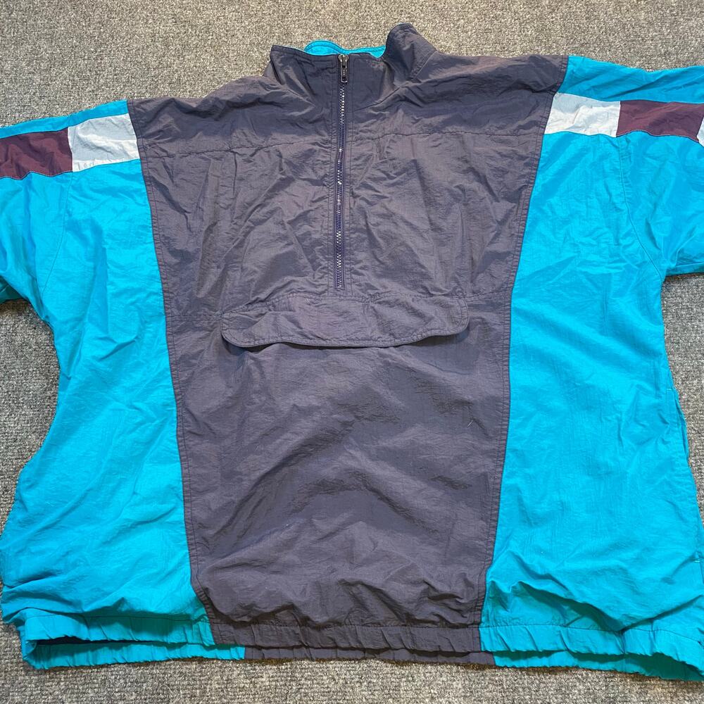 Vintage Cheetah by Mervyn's Mens XL Blue Colorblock Windbreaker Parka Jacket - Picture 8 of 8